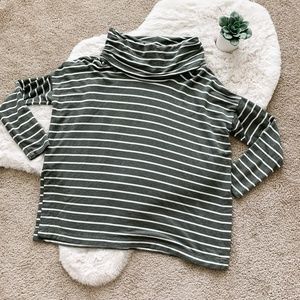 Loft Outlet Lounge Green/White Striped Sweatshirt